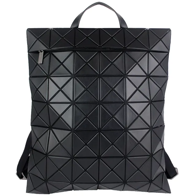 【ISSEY MIYAKE 三宅一生】BAOBAO 皮紋方格6x7拉鍊後背包(黑色)