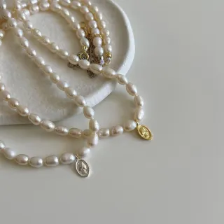 【KT DADA】項鍊 韓國飾品  項鍊女 珍珠項鍊 925純銀 吊墜 短鏈 銀飾 項鍊配件 女朋友禮物