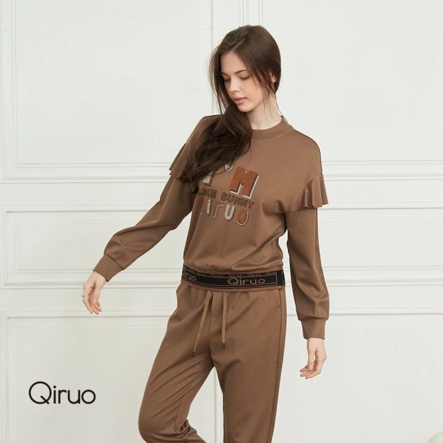 Qiruo 奇若名品 秋冬專櫃咖啡套裝1223AC 荷葉設計(M-2XL)