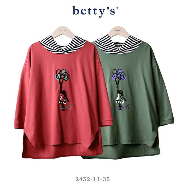 betty’s 貝蒂思 氣球女孩條紋拼接連帽T-shirt(共二色)