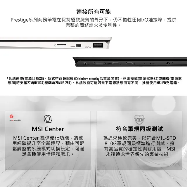 Office 2021★【MSI 微星】13.3吋i5 輕薄 EVO 筆電(Prestige 13Evo/i5-1340P/32G/512G SSD/W11/A13M-259TW)