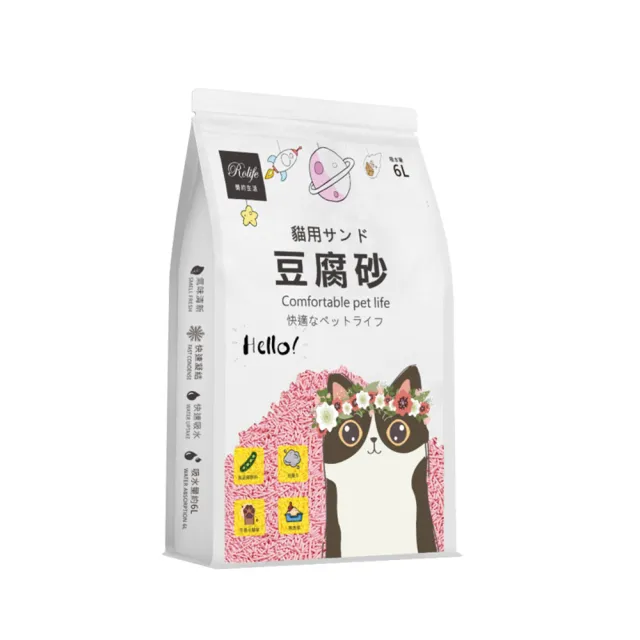 【RoLife簡約生活】天然環保豆腐貓砂/益生菌混合款豆腐砂6L-8包組