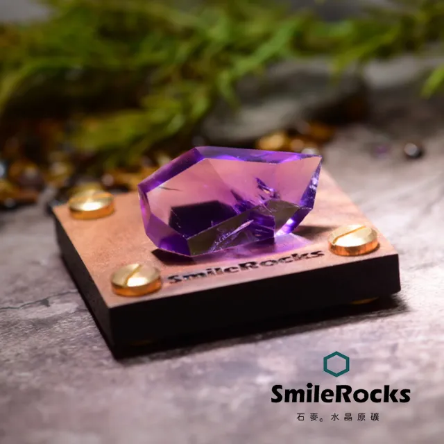 【SmileRocks 石麥】石麥水晶原礦 紫水晶隨形冰塊水晶 No.043240912(SmilePad 6X6底板)