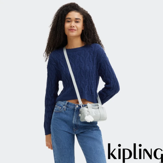 KIPLING官方旗艦館 米色老花拼接手提肩背托特包-DEV