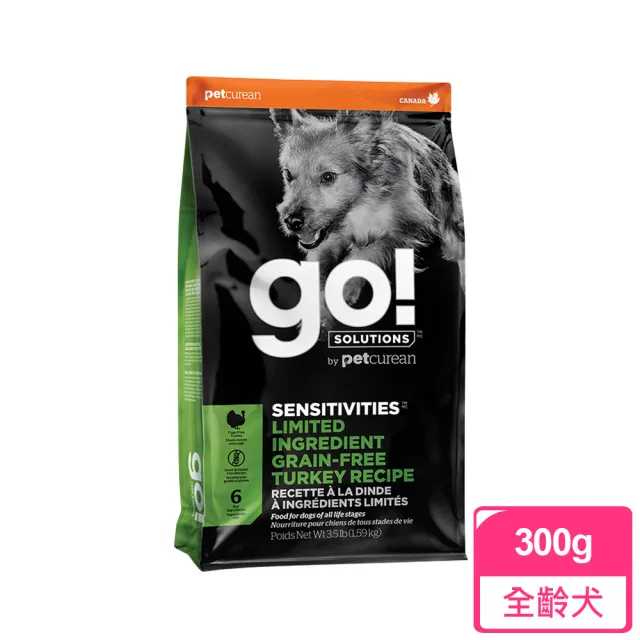 【Go!】全方位狗狗天然糧 300克 皮毛保健/高肉量/低致敏/機能系列(狗糧 狗飼料 幼犬 成犬 老犬 WDJ)