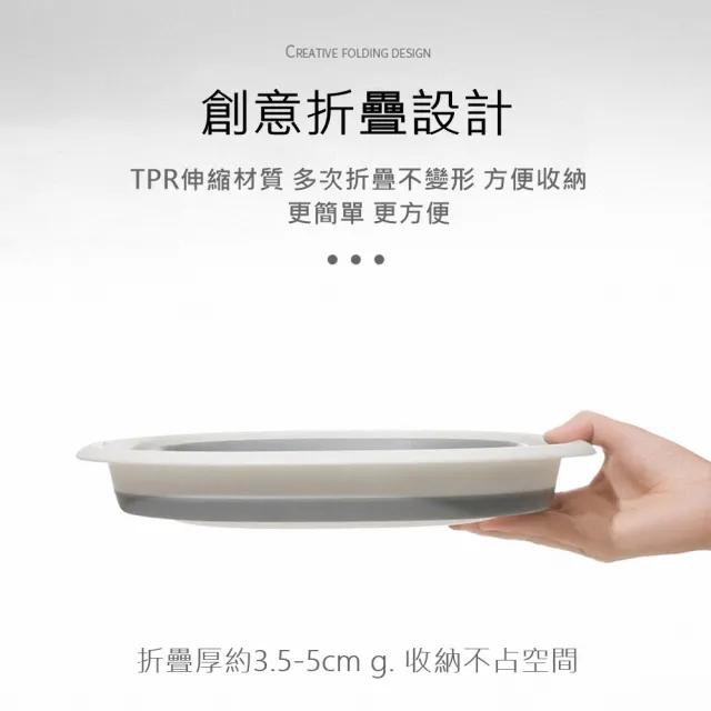 出清品 小綠豆居家百貨 北歐風多功能可折疊水盆-大款(臉盆 水瓢 杓子 置物籃 露營水盆 宿舍水盆)