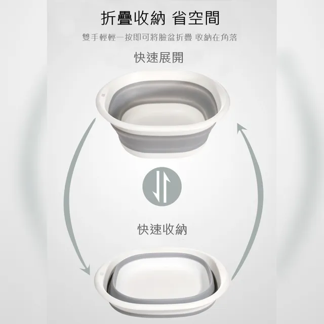 出清品 小綠豆居家百貨 北歐風多功能可折疊水盆-大款(臉盆 水瓢 杓子 置物籃 露營水盆 宿舍水盆)