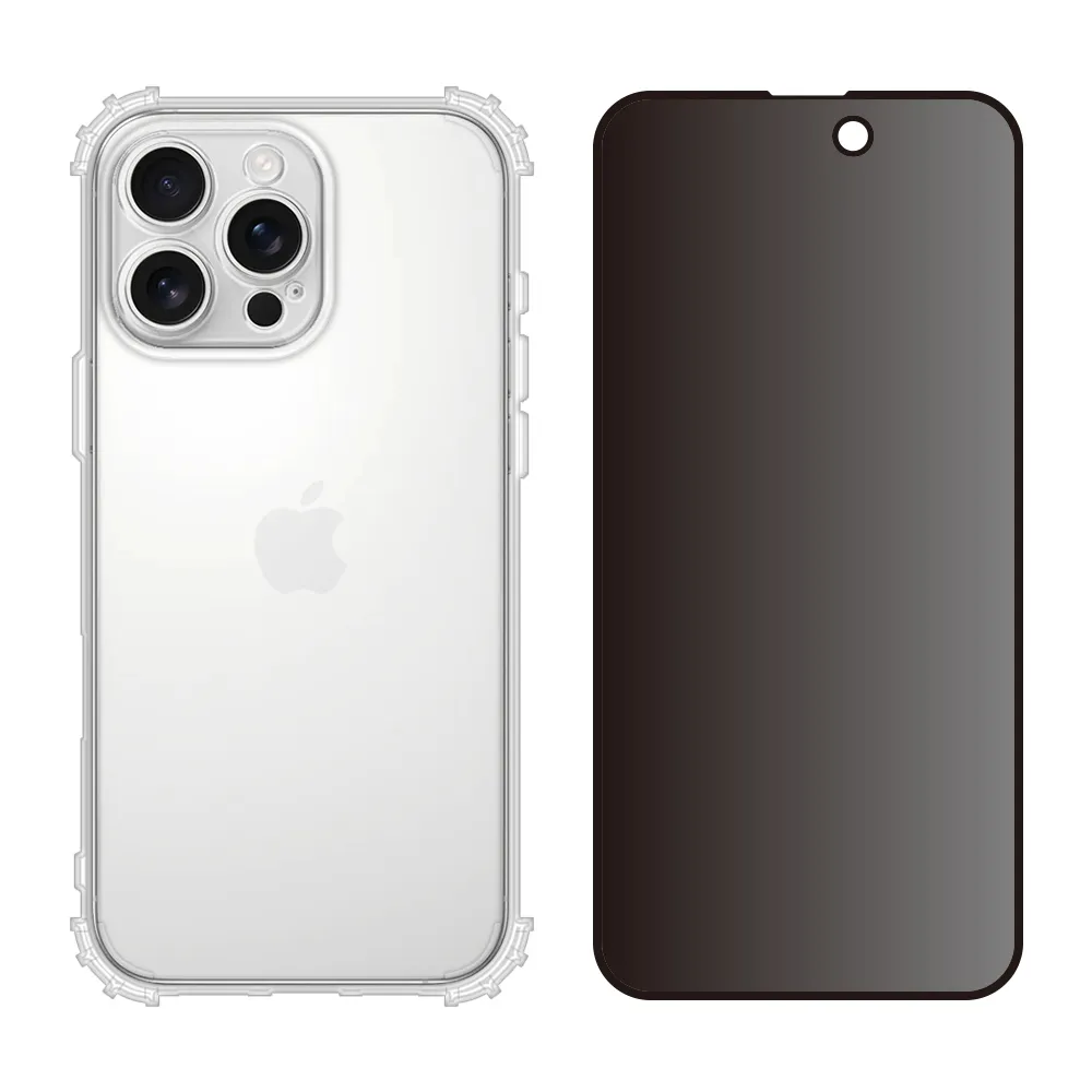【RedMoon】APPLE iPhone 16 Pro Max 6.9吋 手機殼貼2件組 鏡頭全包式軍規殼-9H防窺保貼(i16ProMax)