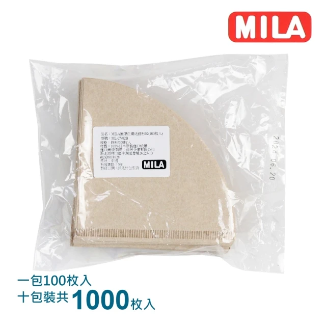 MILA V型、錐型無漂白02濾紙-2~4人份用(1000枚入)