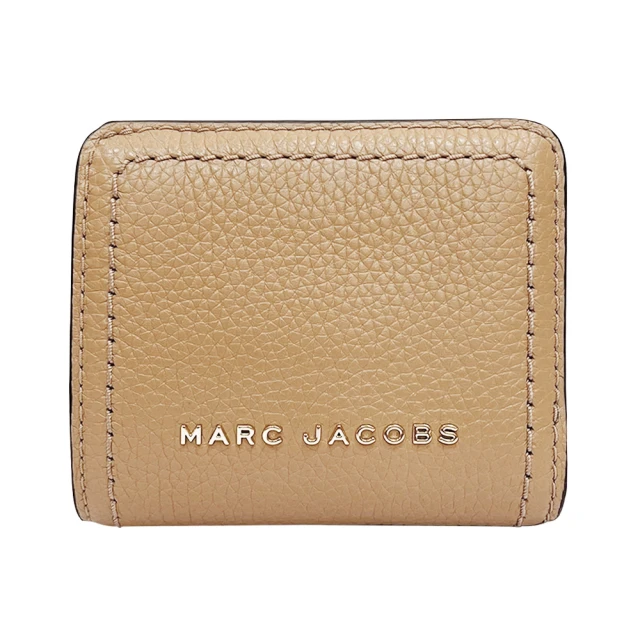 MARC JACOBS 馬克賈伯 燕麥奶茶MJ logo鵝卵石皮革短夾(S101L01SP21-238)