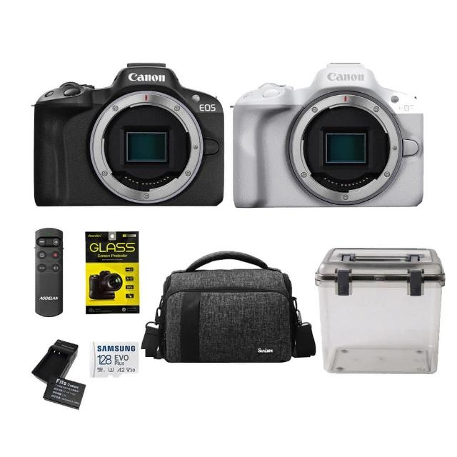 【Canon】EOS R50 BODY 單機身+CR-2613包+副電座充+128G記憶卡+A-2218防潮盒+鋼化貼+藍牙遙控器(公司貨)