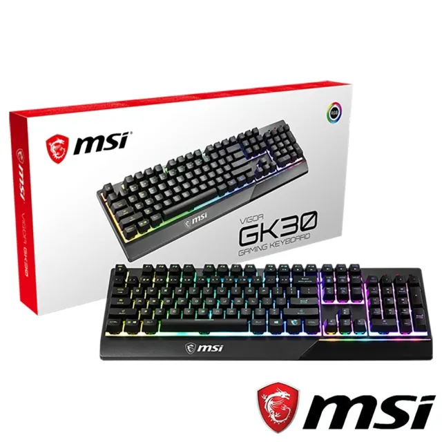 【MSI 微星】鍵盤鼠墊組★VIGOR GK30 電競鍵盤+AGILITY GD22 GLEAM EDITION 電競鼠墊
