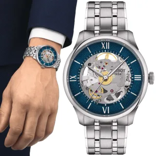 【TISSOT 天梭】TOURELLES 杜魯爾系列 鏤空經典機械腕錶 禮物 送禮 推薦(T1398361104800)