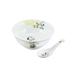 【yamaka】SNOOPY史努比 陶瓷餐碗附勺組 18cm 咀嚼(餐具雜貨)