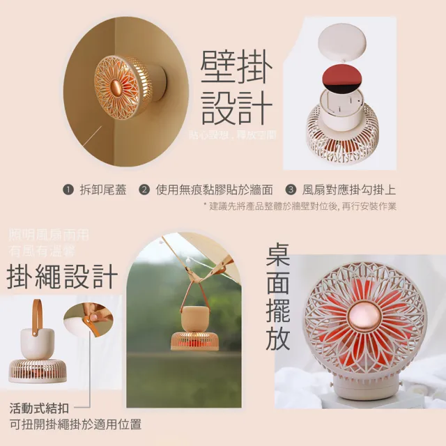 【SOTHING 向物】無線遙控 壁掛/桌面多用途擺頭風扇 鈴蘭(usb風扇 桌扇 夜燈 壁掛扇 掛扇 桌面風扇 露營)
