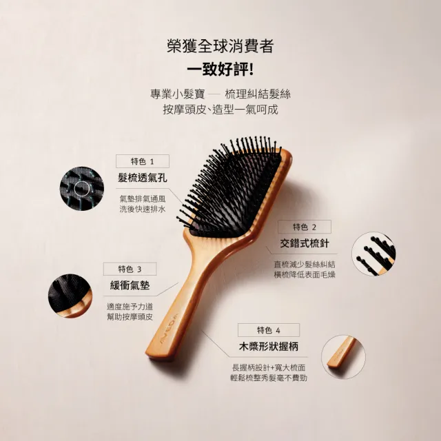 【AVEDA】木質髮梳(蓬鬆髮小幫手 頭皮按摩)