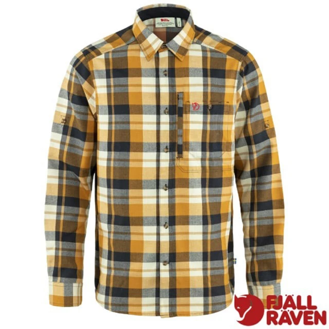 Fjallraven 男 Fjallglim Shirt 長袖保暖襯衫.運動休閒上衣.吸濕排汗衫(81380-232-555 蕎麥棕/暗深藍)