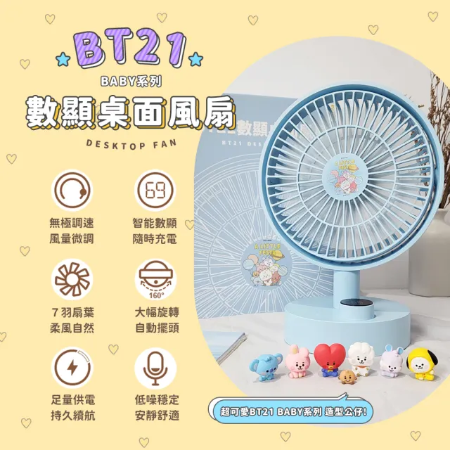 【SOTHING 向物】超靜音 USB擺頭桌面風扇 BT21款(無線風扇 桌面風扇 靜音風扇 桌扇 usb風扇 BTS)