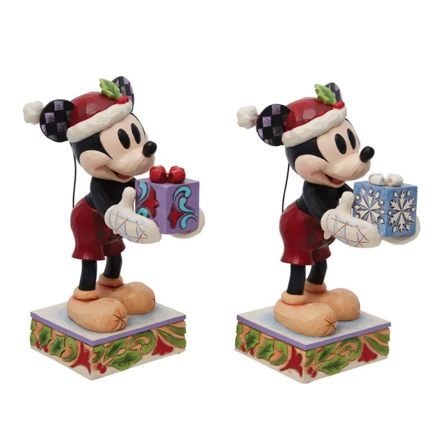 【Enesco】精品家飾 Disney 迪士尼 米奇手拿聖誕禮物居家擺飾(款式隨機出貨)