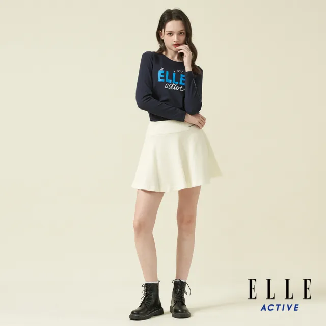 【ELLE ACTIVE】男女同款 基礎百搭長袖T恤-深藍色(EA24A2F1701-39)