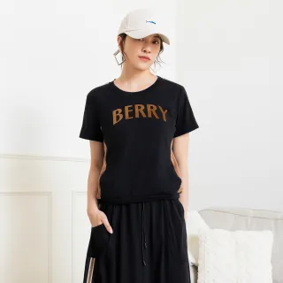 【MEDUSA 曼度莎】現貨-Berry 運動風黑色裙套裝T恤（M-XL）｜女休閒上衣 短袖上衣(301-1100A)