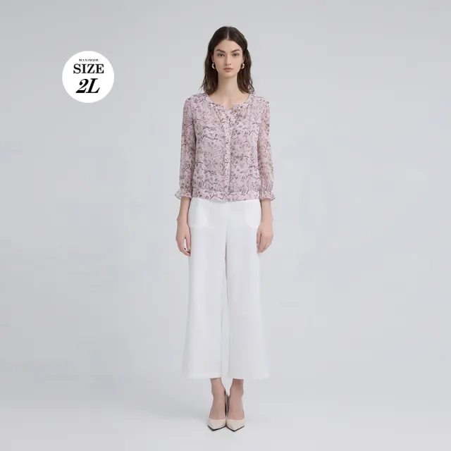 【ILEY 伊蕾】浪漫花卉印花假兩件雪紡上衣(粉；M-2L；1243071414)