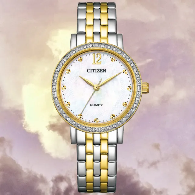 【CITIZEN 星辰】LADYS系列 白蝶貝 時尚水晶腕錶 錶 手錶 送禮 (EL3104-54D)
