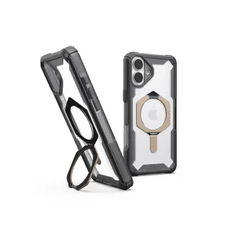 【UAG】iPhone 16 Plus 磁吸耐衝擊支架經典保護殼-透灰（鈦灰圈）(支援MagSafe無線充電)