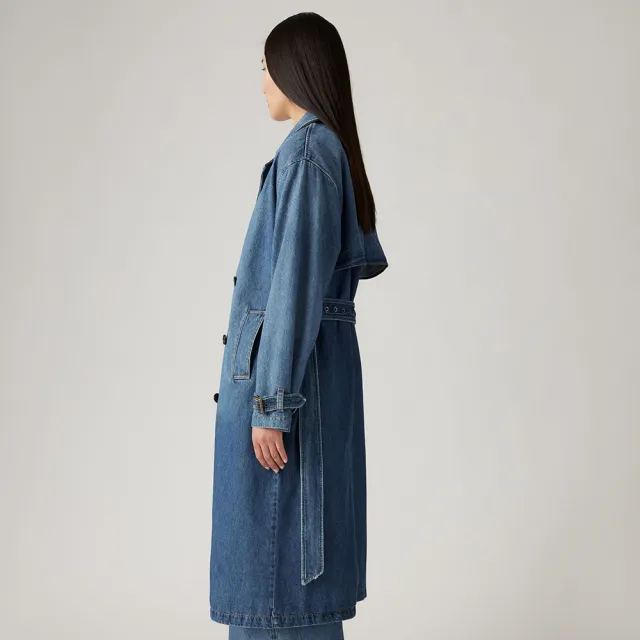 【LEVIS 官方旗艦】女款長版風衣丹寧外套 人氣新品 A8976-0001