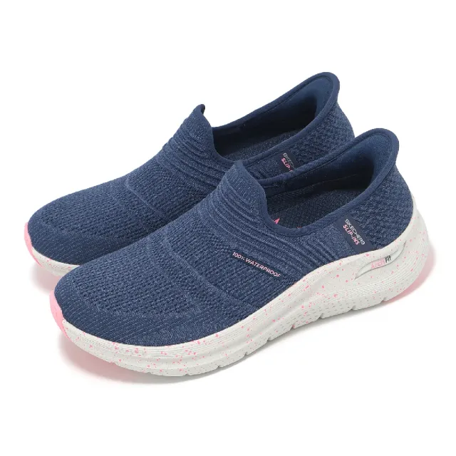 【SKECHERS】防水懶人鞋 Arch Fit 2.0 Slip-Ins 女鞋 藍 支撐 健走鞋 休閒鞋 套入式(150193-NVPK)