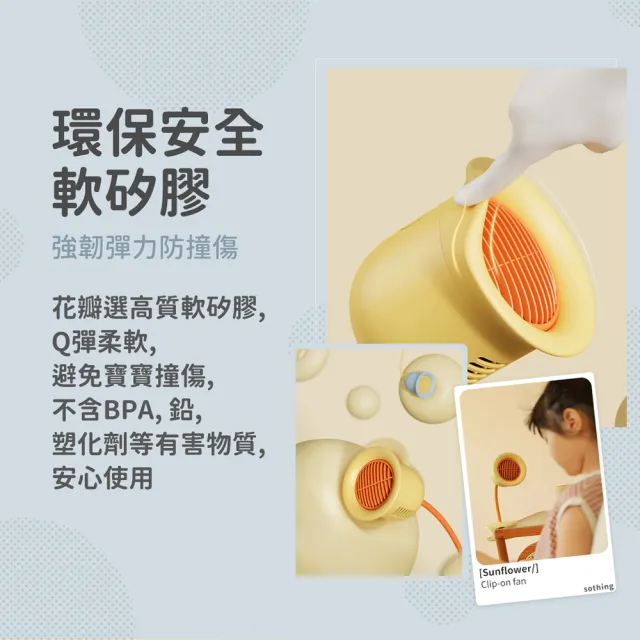 【SOTHING 向物】USB無線推車風扇/夾扇 向陽花(可上飛機 嬰兒車風扇 寶寶風扇 靜音風扇 辦公室必備)