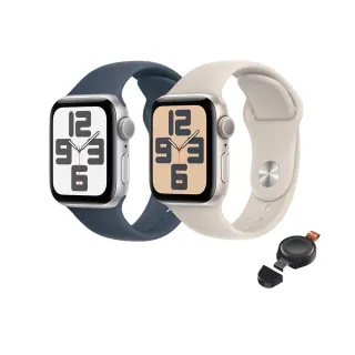 無線充電器組【Apple】Apple Watch SE 2024 GPS 40mm(鋁金屬錶殼搭配運動型錶帶)