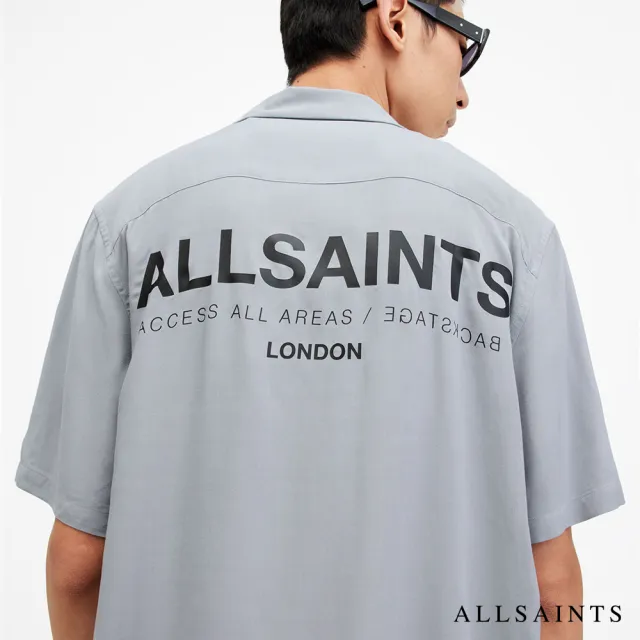 【ALLSAINTS】人造絲寬鬆印花公羊頭骨短袖襯衫(多款任選)