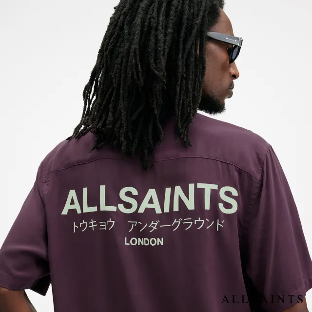 【ALLSAINTS】人造絲寬鬆印花公羊頭骨短袖襯衫(多款任選)