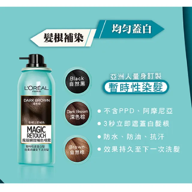 【LOREAL Paris 巴黎萊雅】魔髮瞬效補色噴霧 任選2入組