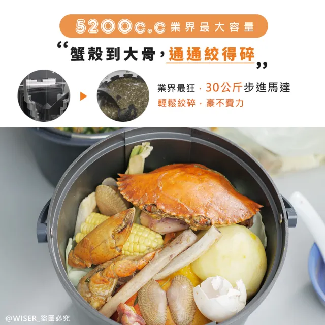 【SOGA】十合一最強廚餘機MEGA/我才是最強皇者(5.2L/正逆選轉不挑食/真·不卡機/專利刀片/殺菌/獨家APP)