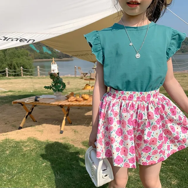 【橘魔法】純色莫代爾小飛袖上衣(涼感 T恤 棉T 短袖上衣 中童 童裝 女童 兒童)