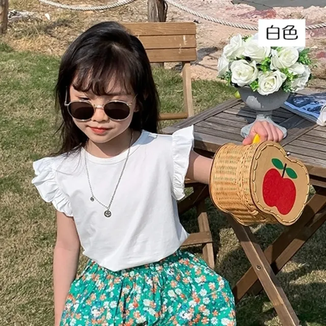 【橘魔法】純色莫代爾小飛袖上衣(涼感 T恤 棉T 短袖上衣 中童 童裝 女童 兒童)