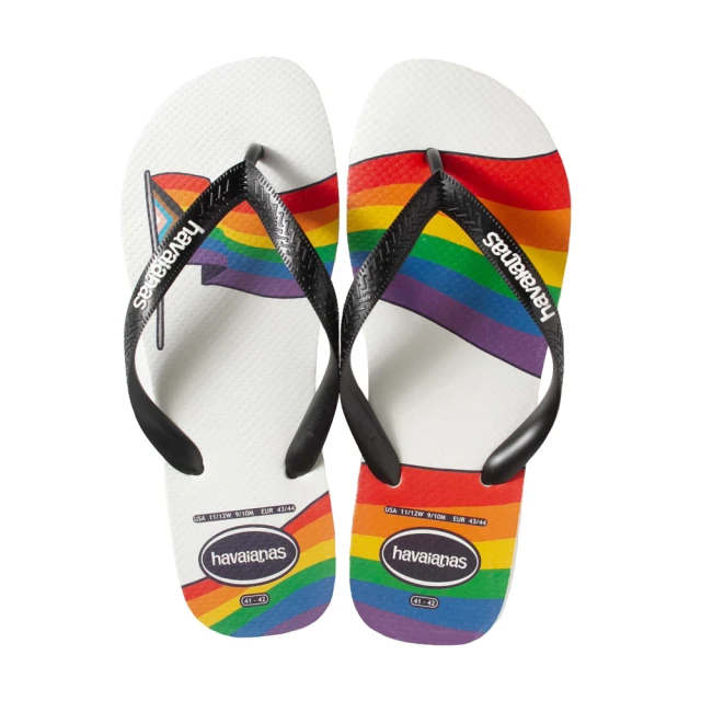 havaianas 哈瓦仕 中性 TOP PRIDE系列 白底黑帶彩虹系列(型號：00043 巴西集品)