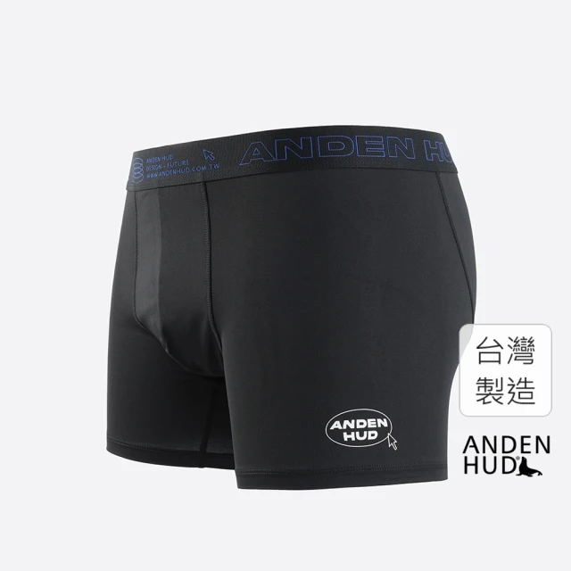 Anden Hud 男款_吸濕排汗機能系列．長版腰帶平口內褲(黑-鼠標AH)