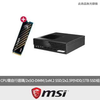 MSI 微星 加1TB SSD組★準系統(PRO DP21 13M-082BTW/CPU需自行選購/2xSO-DIMM/1xM.2 SSD/2x2.5吋HDD/無