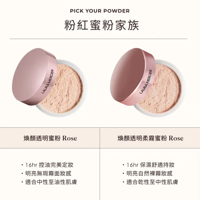 【LAURA MERCIER 蘿拉蜜思】煥顏透明柔霧蜜粉 Rose 20g(校正蠟黃 粉紅冠軍蜜粉 潤色定妝 TONE-UP)