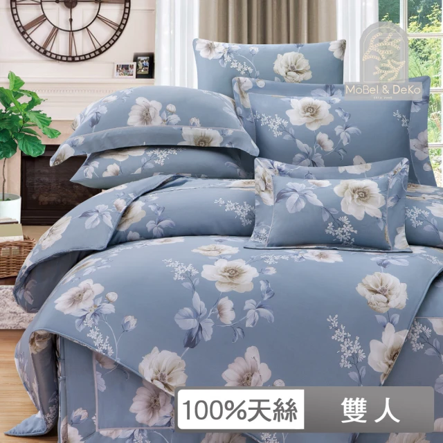 DeKo 100支100%奧地利純天絲 多款兩用被床包組(休伊頓 雙人5*6.2尺)