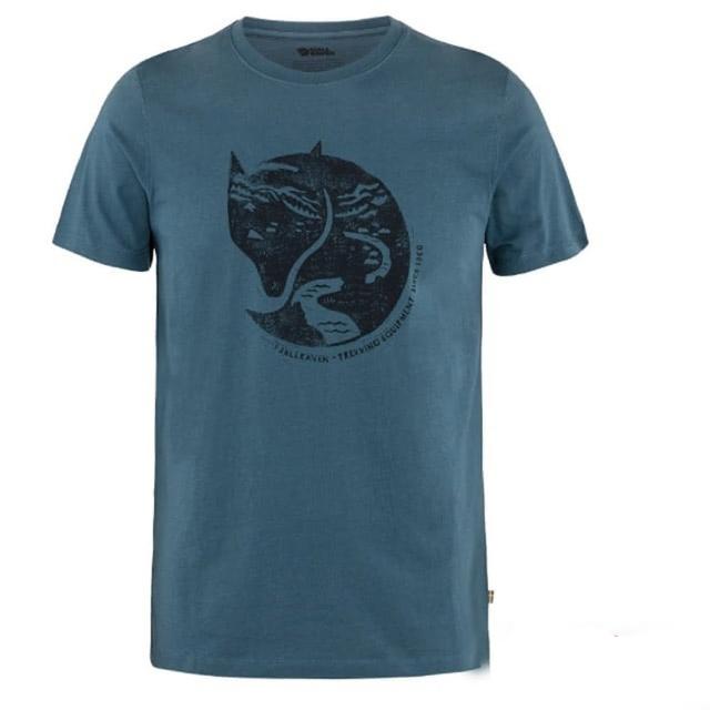 【Fjallraven】小狐狸 男款 Arctic Fox 輕量吸濕彈性透氣有機棉短袖圓領衫.休閒T恤(87220-534 靛藍)