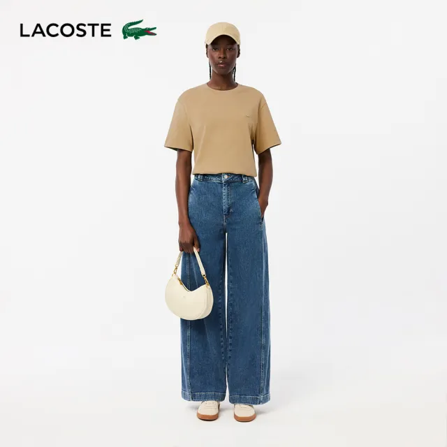 【LACOSTE】中性款-水洗棉平紋針織短袖T恤(卡其色)