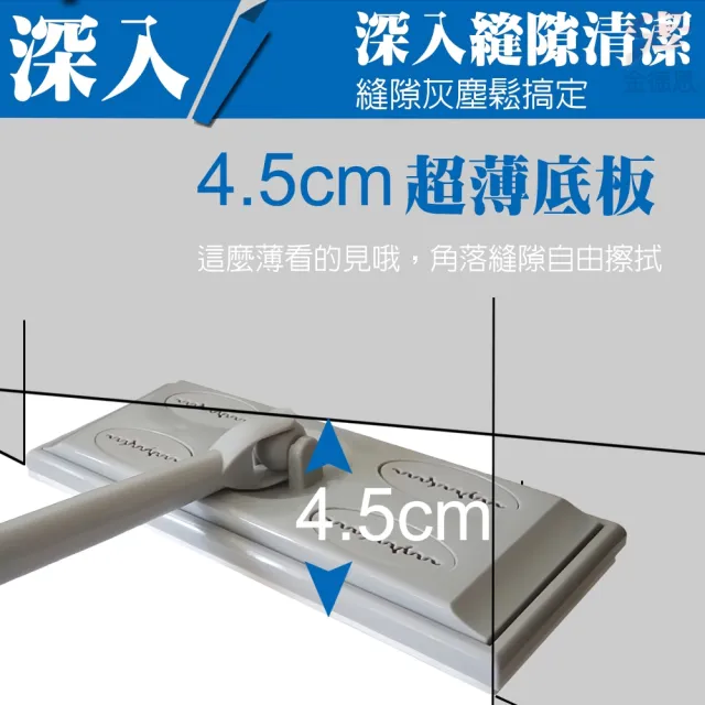 【金德恩】多功能魔術平板拖把一組(附拖布x2 靜電除塵紙x7  清潔拖把 清潔拖 拖把)