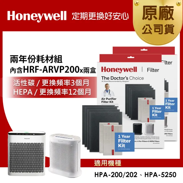 【美國Honeywell】兩年份耗材組(內含HRF-ARVP200 x2盒★適用HPA-200/HPA-202/HPA-5250WTWV1)