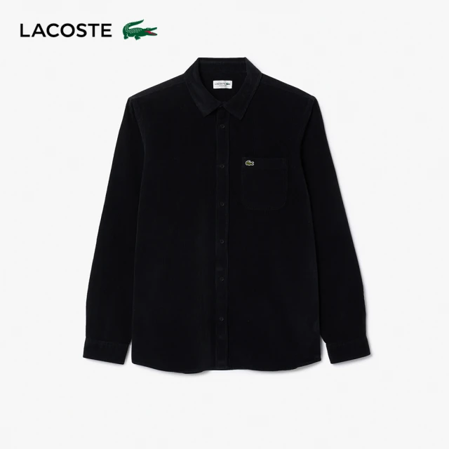 LACOSTE 男裝-常規版型棉質燈芯絨長袖襯衫(深藍色)