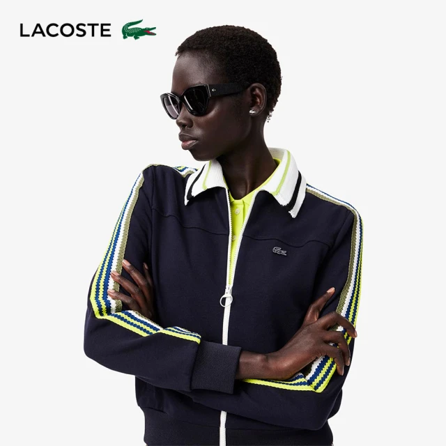 LACOSTE 女裝-短版撞色明線夾克(深綠色)好評推薦