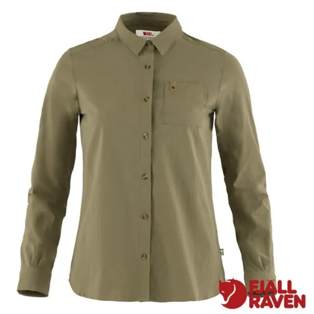 【Fjallraven】小狐狸 女 Ovik Lite 輕量柔軟長袖襯衫.休閒上衣(89980-620 綠)